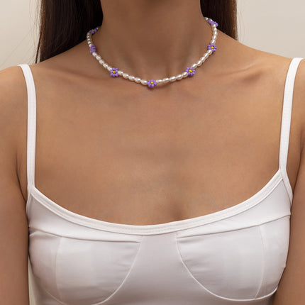 Hirse-Korn-Perlen-bunte Gänseblümchen-Blumen-Reis-Korn-Halskette