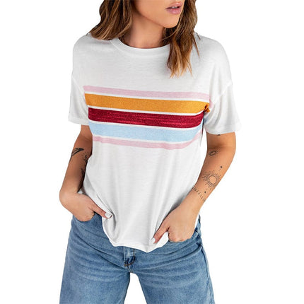 Women's Summer Rainbow Graphic Print Top T-Shirt