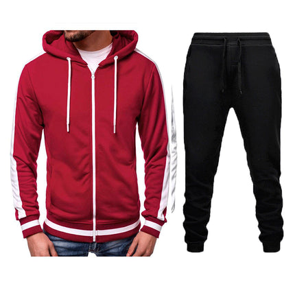 Wholesale Men's Cardigan Casual Zipper Hoodie Jacket Joggers Two Piece Set