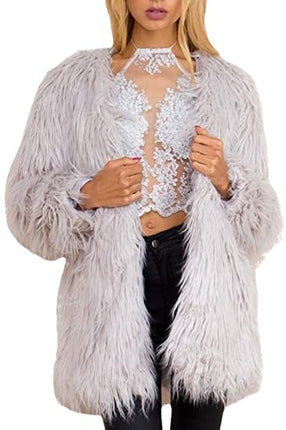 Wholesale Women's Winter Faux Fur Mid-Length Plus Size Long Coat