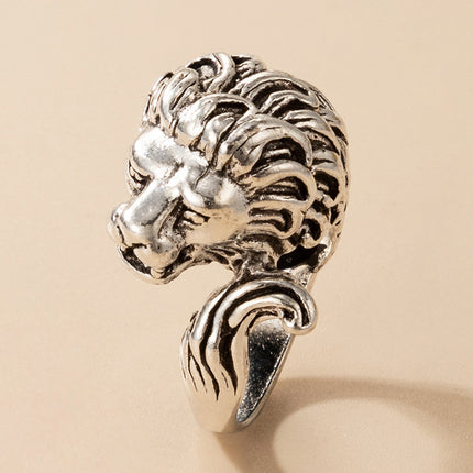 Wholesale Fashion Lion Head Vintage Animal Exaggerated Old Ring