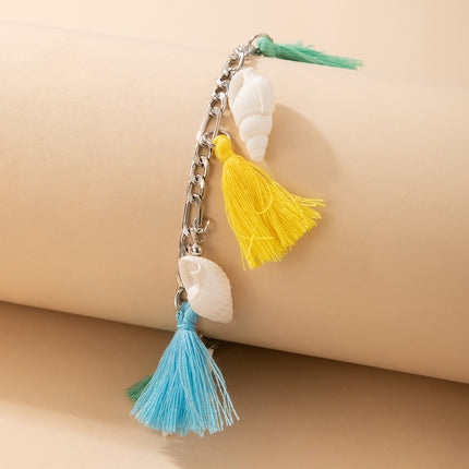 Color Tassel Shell Beach Wind Single Layer Simple Anklet