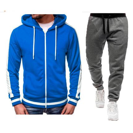 Wholesale Men's Cardigan Casual Zipper Hoodie Jacket Joggers Two Piece Set