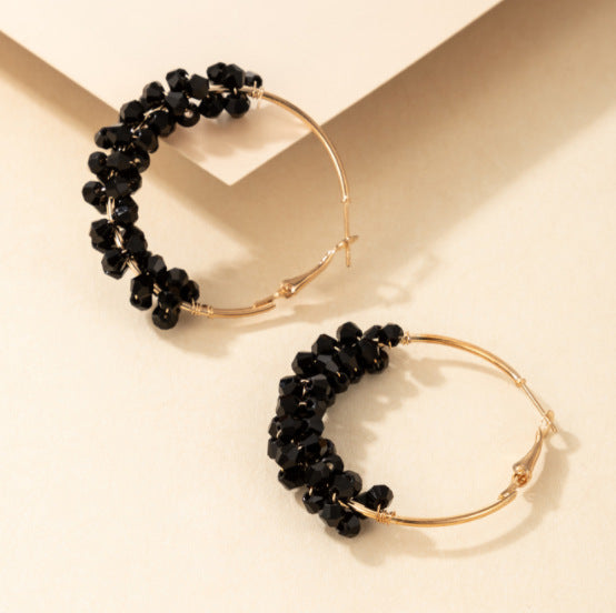 Wholesale Fashion Plastic Bead Beaded Hoop Earrings