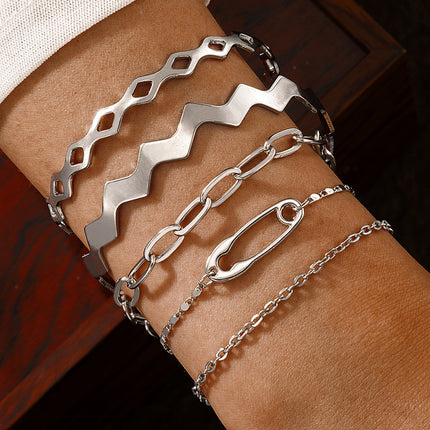 Geometric Cutout Five-Tier Bracelet Set