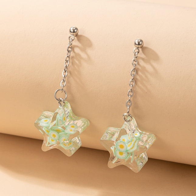 Fun Acrylic Lime Fruit Pattern Earrings