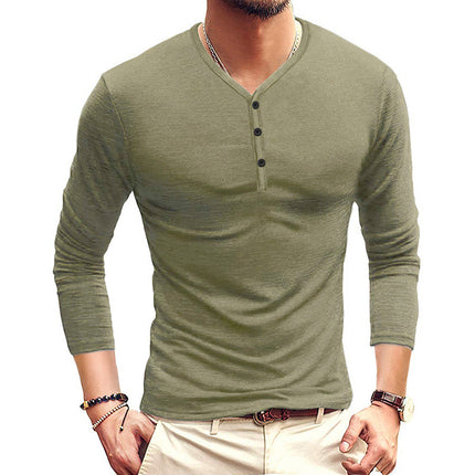 Camisetas de manga larga de color sólido informal de otoño invierno para hombre