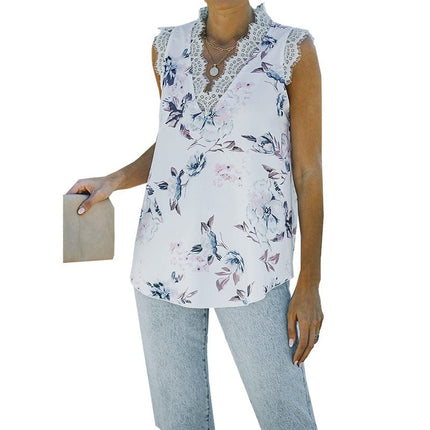 Wholesale Women's Vest Loose Lace V-Neck Sleeveless Top
