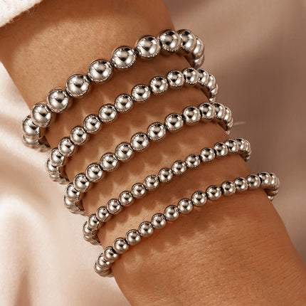 Simple Size Ball Silver 5 Piece Bracelet