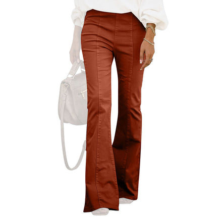 Jeans de pierna ancha de mezclilla de cintura alta elásticos para mujer