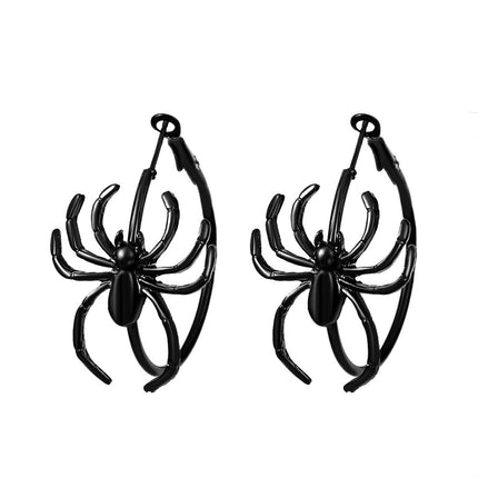 Pendientes de Halloween de araña de metal divertido oscuro de moda retro