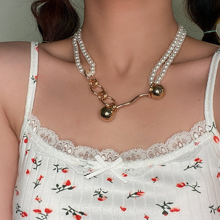 Kette Perlenkette Metall Kleine Goldkugel Halskette Schlüsselbeinkette