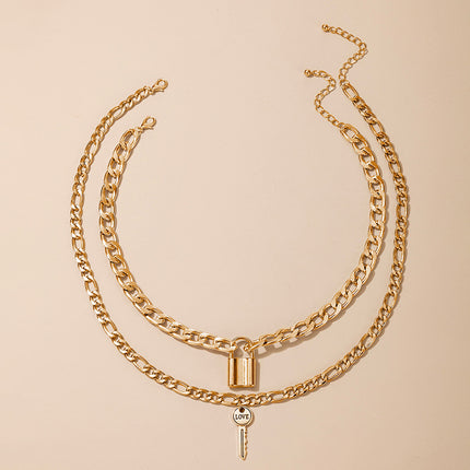 Lock Key Two-piece Necklace Alphabet LOVE Clavicle Chain