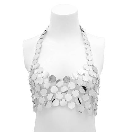 Nähende rückenfreie Bikini-Körperkette, glänzende Pailletten-Brustkette
