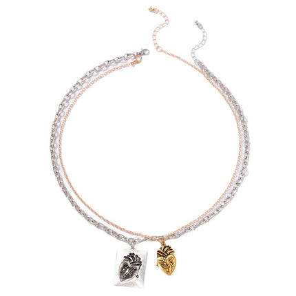 Wholesale Fashion Geometric Alloy Heart Couple Necklace