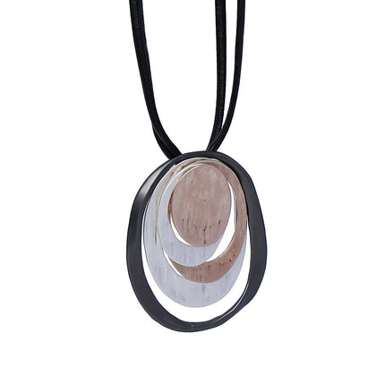 Wholesale Women's Simple Multilayer Oval Geometric Metal Long Necklace