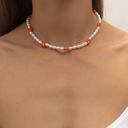 Hirse-Korn-Perlen-bunte Gänseblümchen-Blumen-Reis-Korn-Halskette