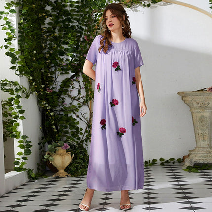 Ladies Summer Fashion Casual Printed Short Sleeve Dress