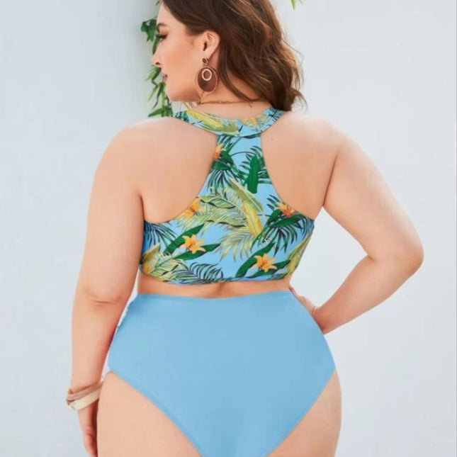 Traje de baño sexy de cintura alta con bikini de talla grande para mujer