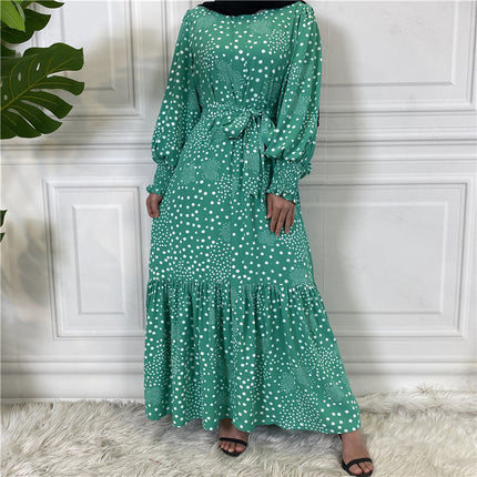 Muslim Women's Fashion Polka Dot Swing Tie Dress