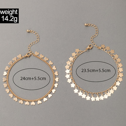 Wholesale Fashion Love Geometric Circle Anklet Two Pieces