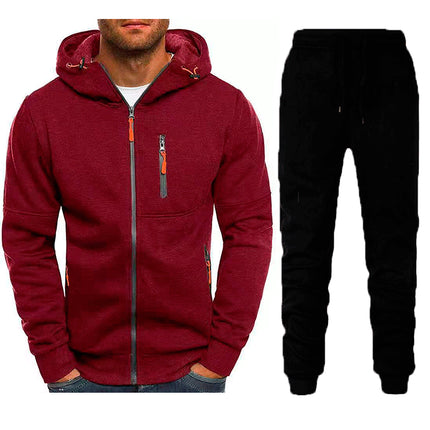 Wholesale Men's Sports Casual Cardigan Hoodie Jogger Two Piece Set