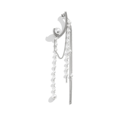 Wholesale Pearl Chain Tassel Stud Earrings Metal Ear Cuff Earrings