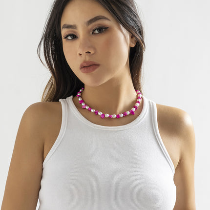 Pearl Necklace Colorful Beaded Turquoise Clavicle Chain