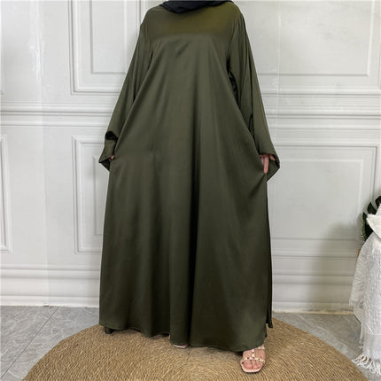 Middle East Dubai Muslim Women's Oversized Tie Satin Dress