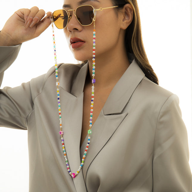 Cadena de gafas de sol con cuentas de perlas de colores