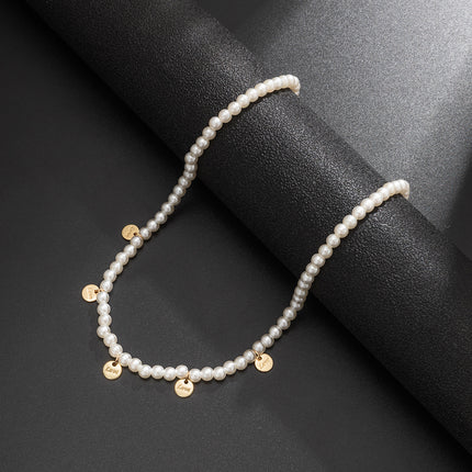 Großhandelsperlen-Schlüsselbein-Halsband-einfache Metallbuchstaben-Umbau-Halskette