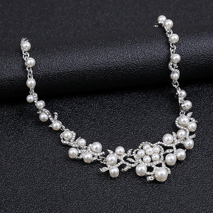 Perlenkette Ohrringe Set Brautschmuck Zubehör Legierung zweiteiliges Set