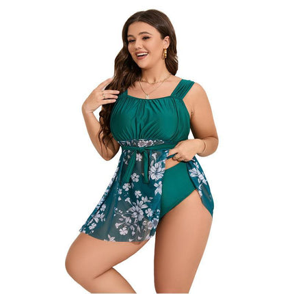 Wholesale Ladies Bikini Mesh Print Oversized Two-piece Swimsuit