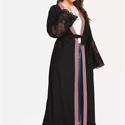Cárdigan bordado Abaya Mulism con panel de talla grande para mujer