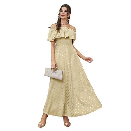 Wholesale Women's Summer Fashion Elegant Neck Solid Color Dress