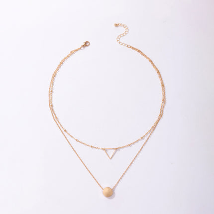 Openwork Triangle Geometric Round Double Necklace