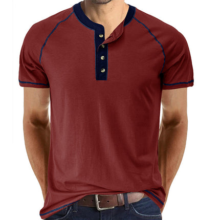 Wholesale Men's Summer Short Sleeve Color Matching T-Shirt