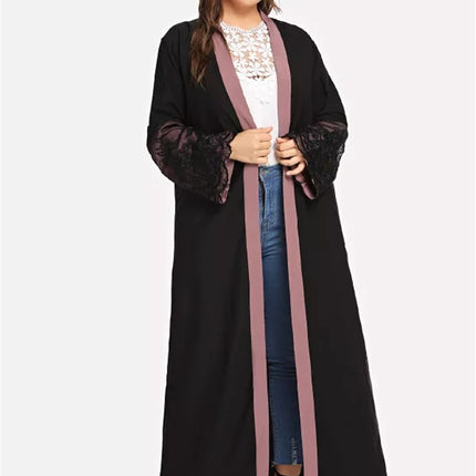 Cárdigan bordado Abaya Mulism con panel de talla grande para mujer