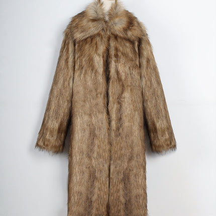 Wholesale Women's Long Lapel Long Hair Faux Fur Coat Jacket