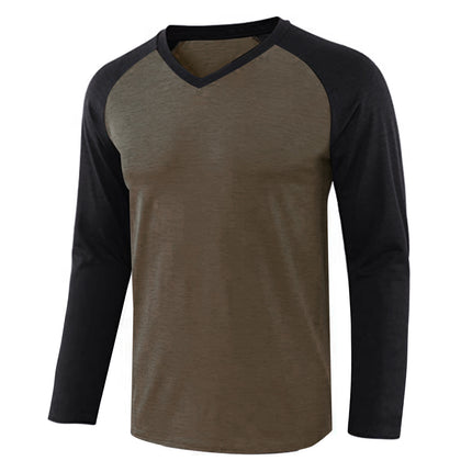 Men's Top Long Sleeve Contrasting Raglan Sleeve T-Shirt