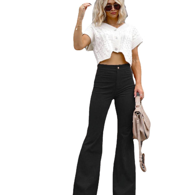 Wholesale Women's Fall Corduroy Bootcut High Waist Casual Pants