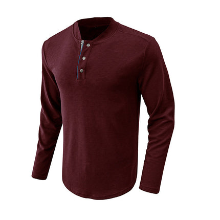 Lässiges einfarbiges Langarm-T-Shirt für Herbst-Winter-Männer