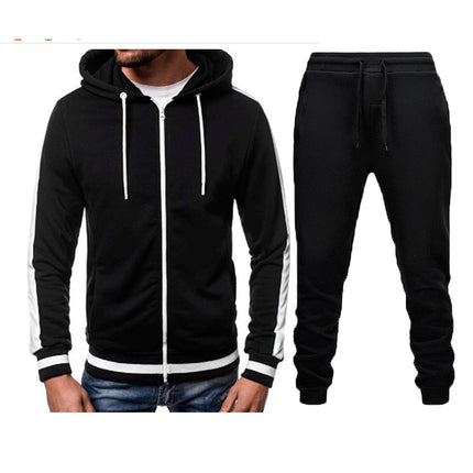 Wholesale Men's Cardigan Casual Zipper Hoodie Jacket Joggers Two Piece Set