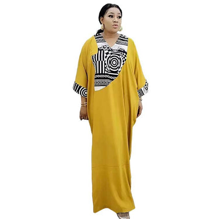 Vestido largo suelto con estampado africano de bata musulmana de talla grande para mujer