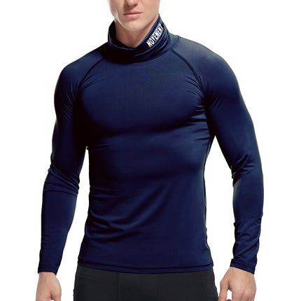 Wholesale Men's ﻿Long Sleeve High Neck Quick Dry Stretch Slim Fit T-Shirt