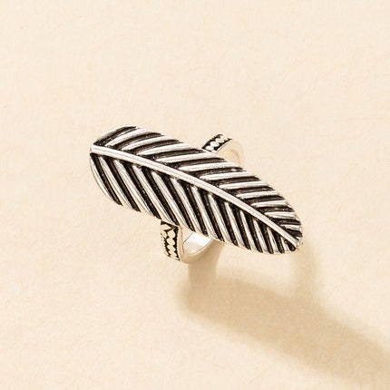 Creative Design Leaves Feather Ring