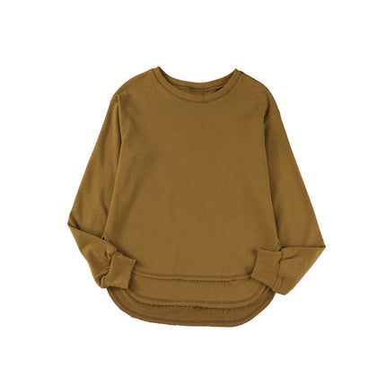 Einfarbiges Damen-Pullover mit Rundhalsausschnitt und Saum