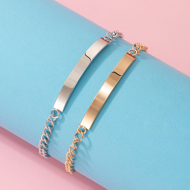 Kette Gold und Silber Mehrfarbiges Doppelschicht-Armband Geometrisches einfaches Paar-Armband