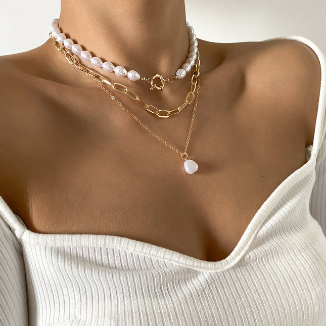 Perlenkette Einfache Metall Ot Schnalle Kette Halskette Frauen