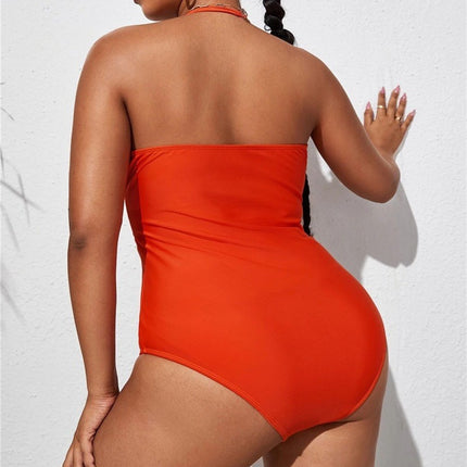 Damen-Bikini mit Rüschen und übergroßem Neckholder-Badeanzug